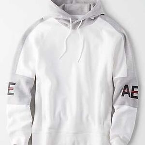 American Eagle Outfitters White and Gray Men's Hoodie
